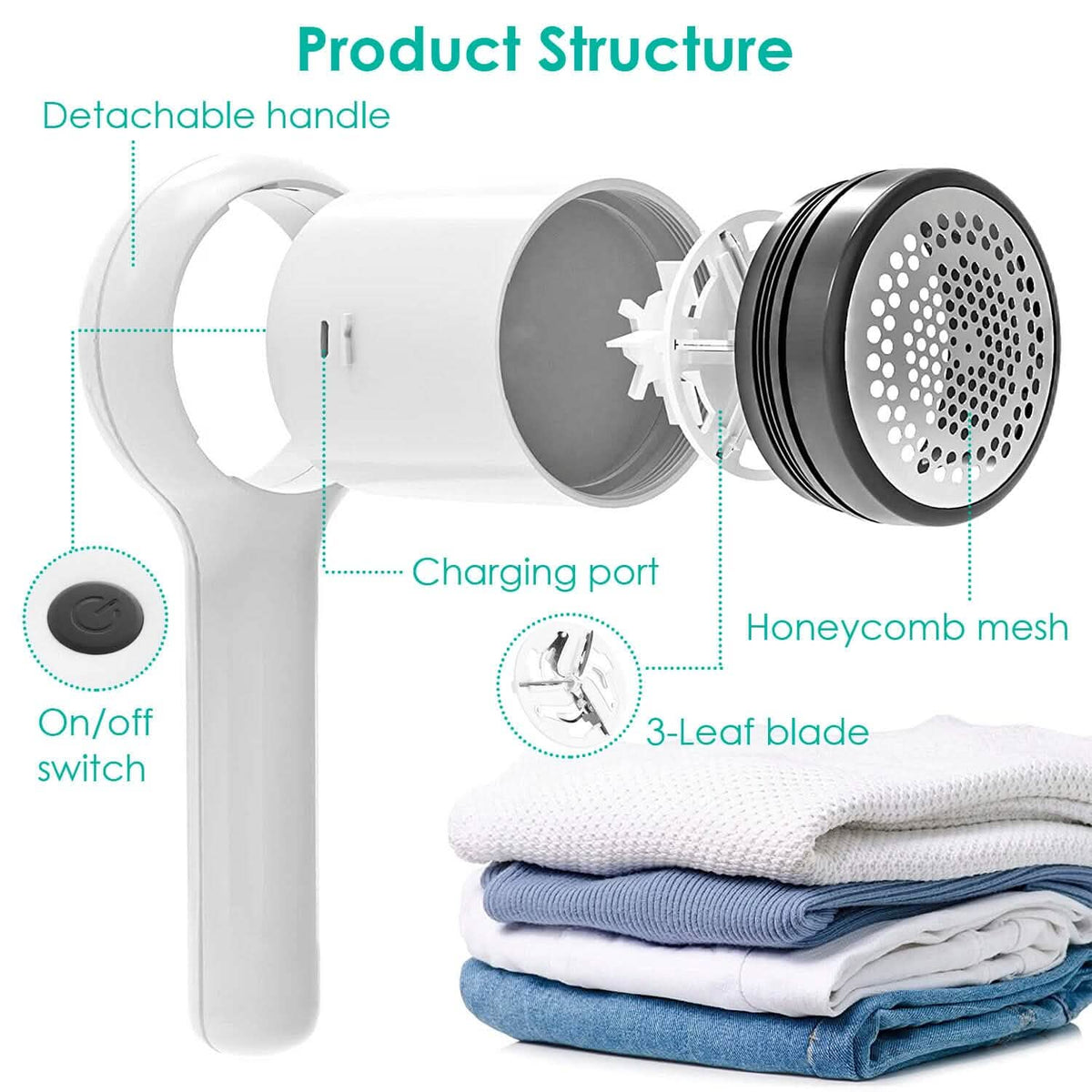 Electric Fuzz Pilling Trimmer Sweater Shaver with Detachable Handle - A-1 Thread Vault
