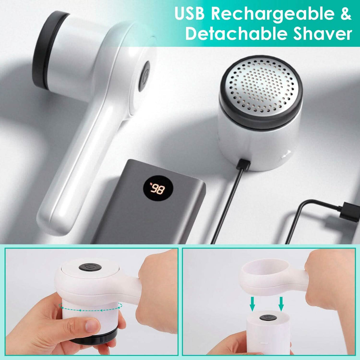 Electric Fuzz Pilling Trimmer Sweater Shaver with Detachable Handle - A-1 Thread Vault