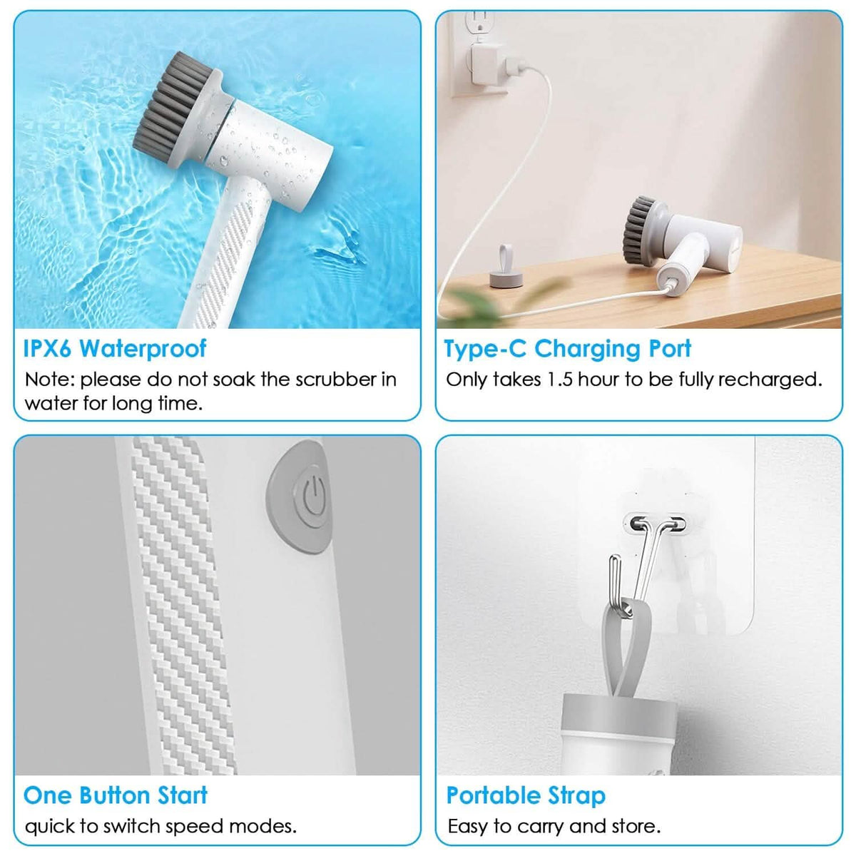 Electric Handheld Spin Scrubber Cordless Cleaning Brush with 2 Rotating Speeds - A-1 Thread Vault