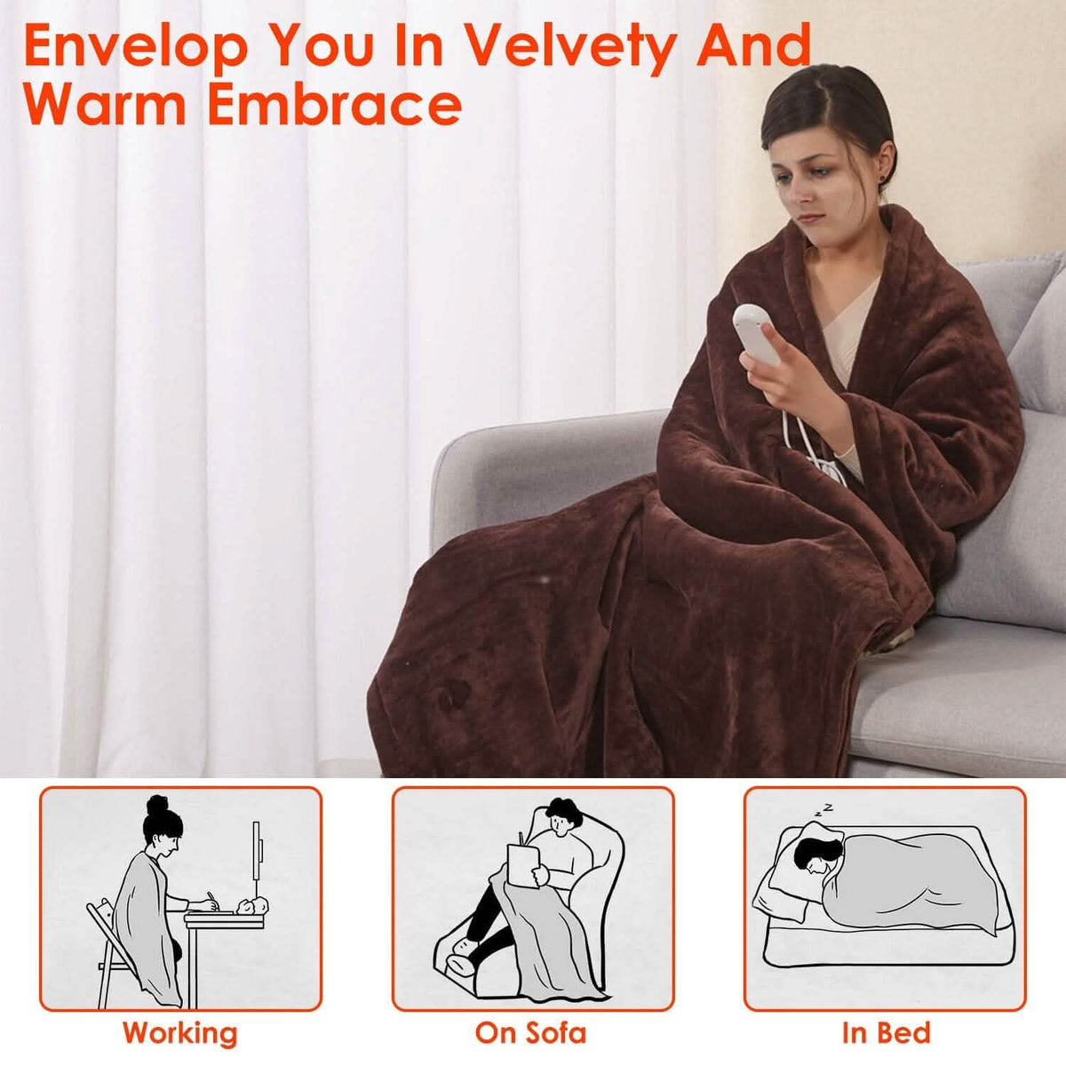 Electric Heated Flannel Throw Blanket - A-1 Thread Vault