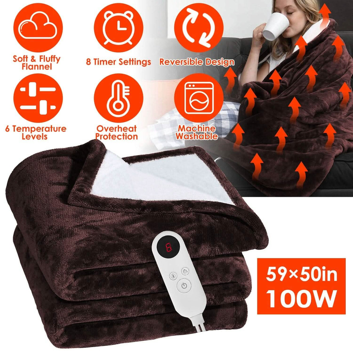Electric Heated Flannel Throw Blanket - A-1 Thread Vault