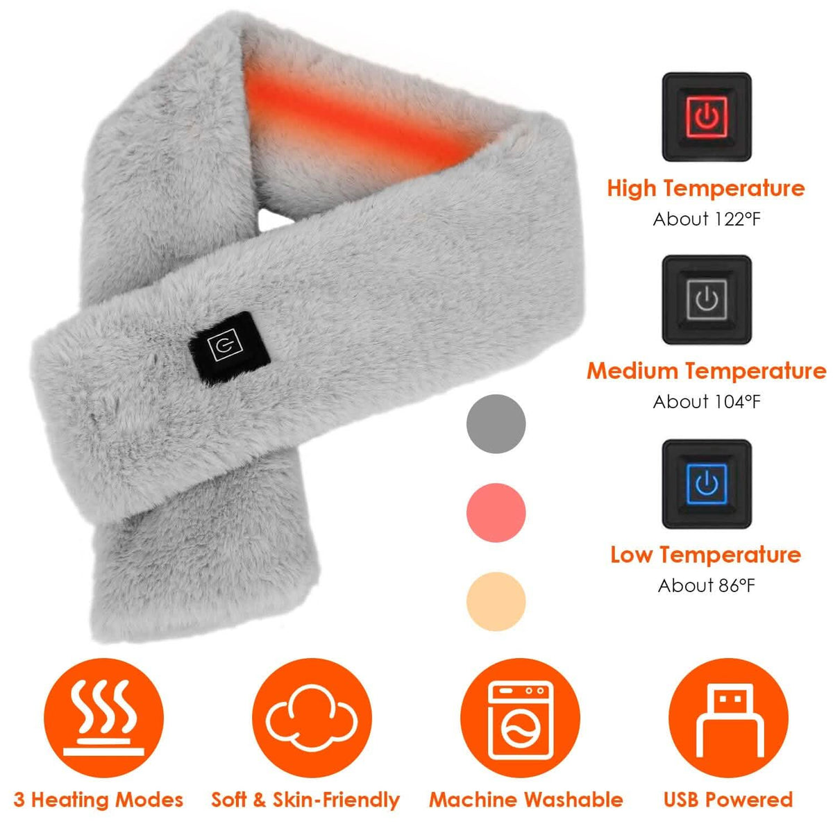 Electric Heated Scarf USB Heating Neck Shawl Soft Warm Scarves with 3 Heating Modes - A-1 Thread Vault
