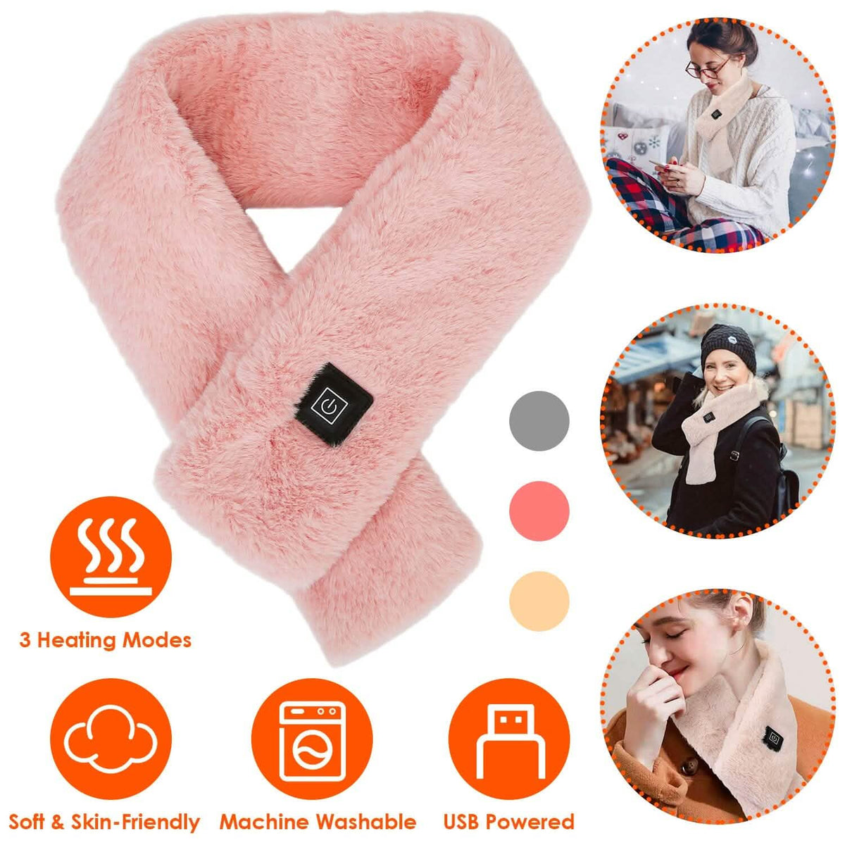 Electric Heated Scarf USB Heating Neck Shawl Soft Warm Scarves with 3 Heating Modes - A-1 Thread Vault