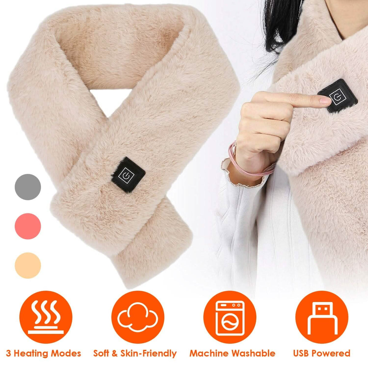 Electric Heated Scarf USB Heating Neck Shawl Soft Warm Scarves with 3 Heating Modes - A-1 Thread Vault
