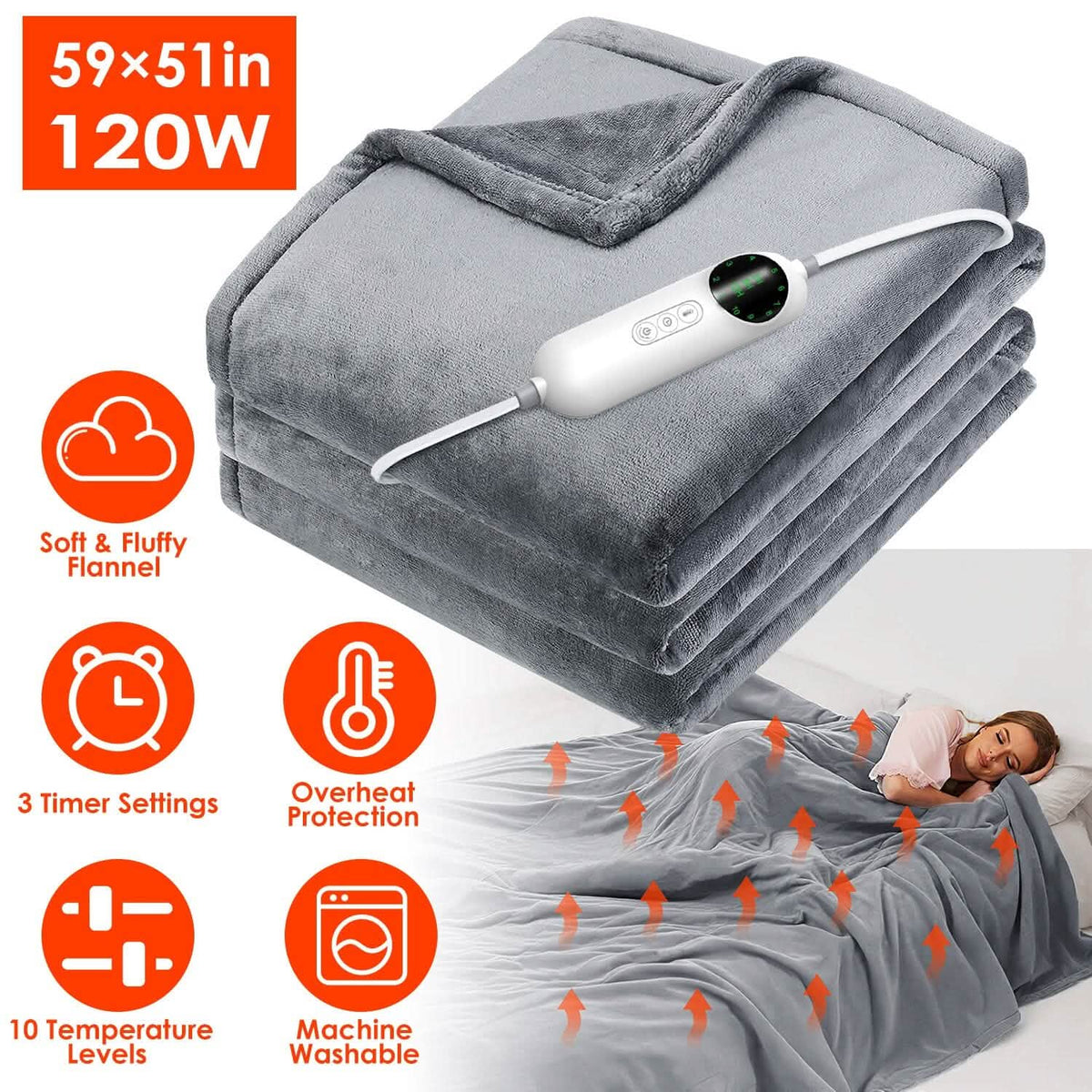 Electric Heated Throw Flannel Heated Blanket - A-1 Thread Vault