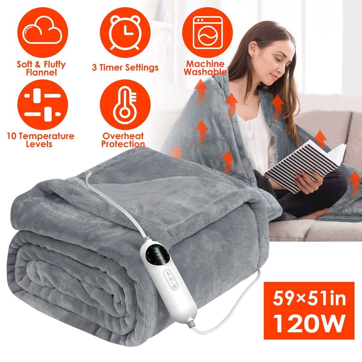Electric Heated Throw Flannel Heated Blanket - A-1 Thread Vault