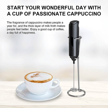 Electric Milk Frother Handheld with Stainless Steel Stand - A-1 Thread Vault