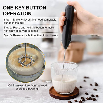 Electric Milk Frother Handheld with Stainless Steel Stand - A-1 Thread Vault