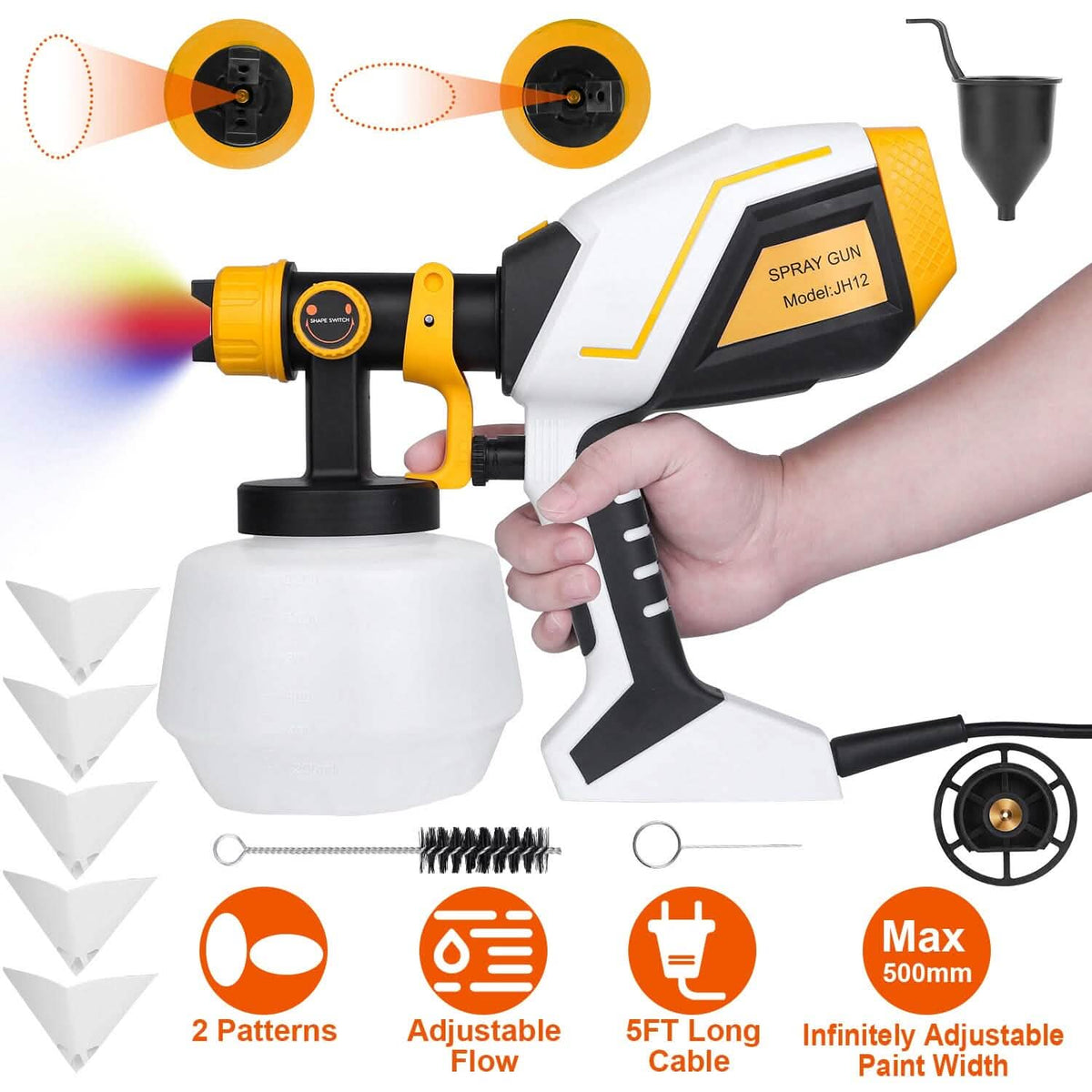 Electric Paint Sprayer HVLP with Different Spray Patterns 1200ML Detachable Container - A-1 Thread Vault