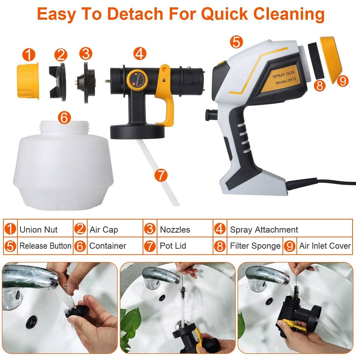 Electric Paint Sprayer HVLP with Different Spray Patterns 1200ML Detachable Container - A-1 Thread Vault