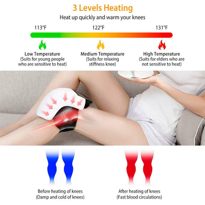 Electric Rechargeable Knee Massager Infrared Heat Pain Relief Therapy - A-1 Thread Vault