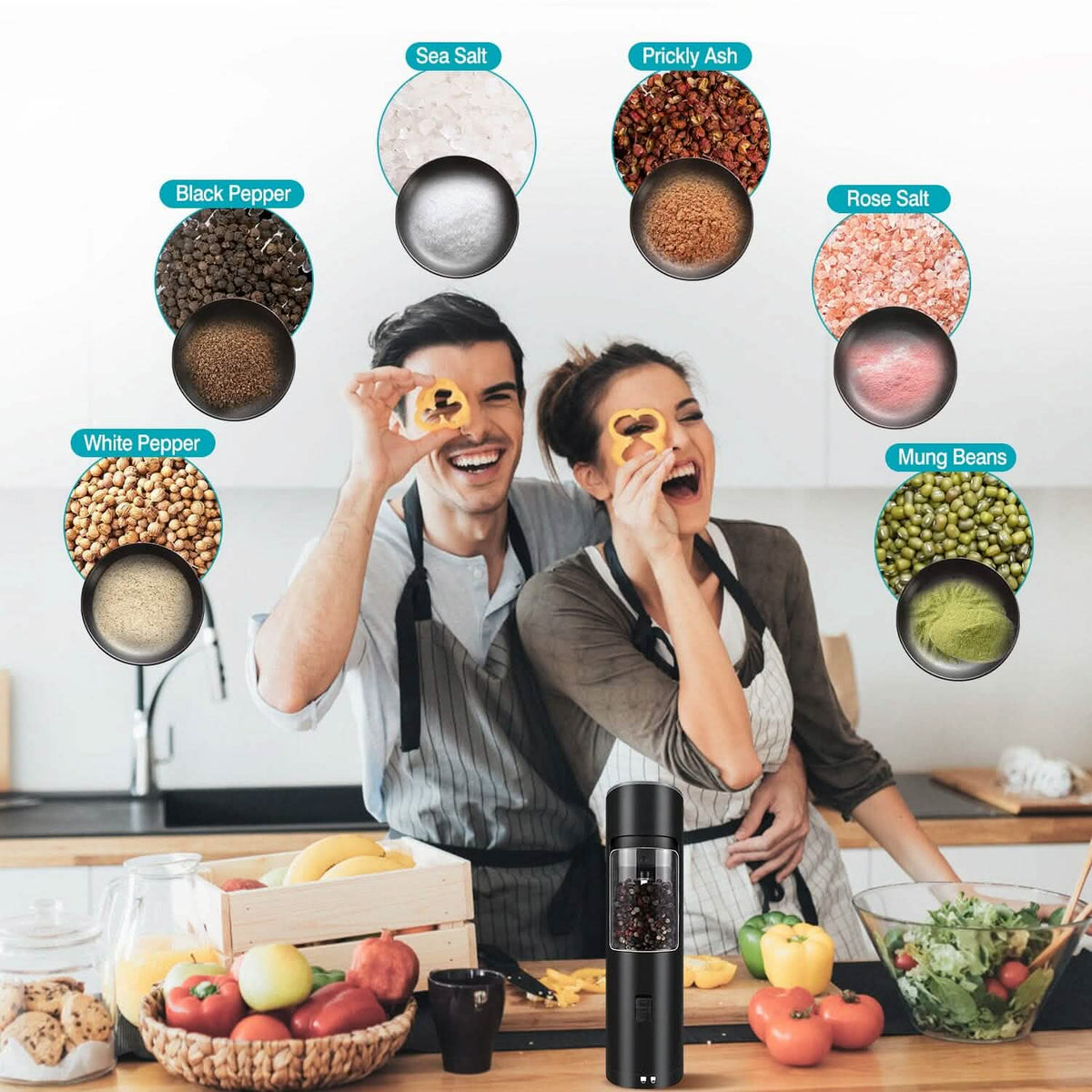 Electric Salt and Pepper Grinder LED Indicator Adjustable Coarseness - A-1 Thread Vault