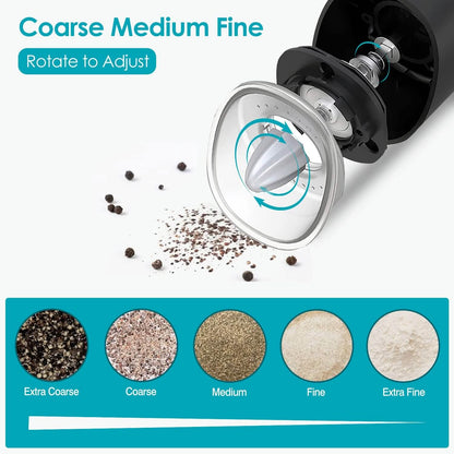 Electric Salt and Pepper Grinder LED Indicator Adjustable Coarseness - A-1 Thread Vault