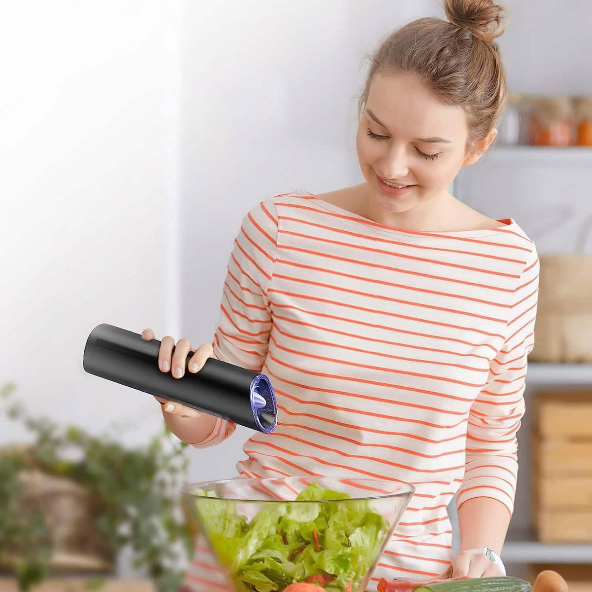 Electric Salt and Pepper Grinder LED Indicator Adjustable Coarseness - A-1 Thread Vault