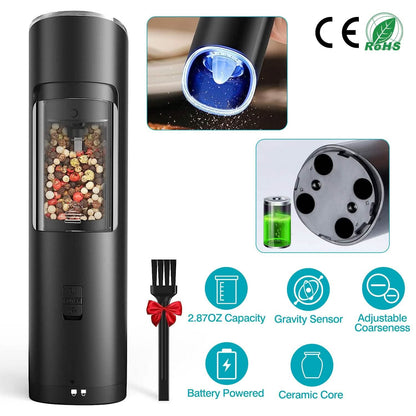 Electric Salt and Pepper Grinder LED Indicator Adjustable Coarseness - A-1 Thread Vault