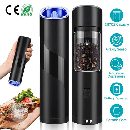 Electric Salt and Pepper Grinder LED Indicator Adjustable Coarseness - A-1 Thread Vault