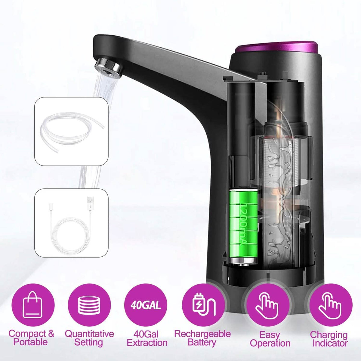 Electric Water Dispenser 40 Gallon USB Rechargeable - A-1 Thread Vault