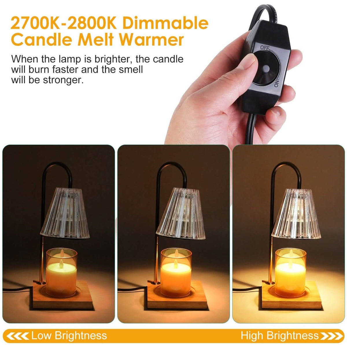 Electric Wax Melt Warmer Lamp Dimmable with 2 GU10 Bulbs 3-7in Adjustable Height 360º Rotatable - A-1 Thread Vault