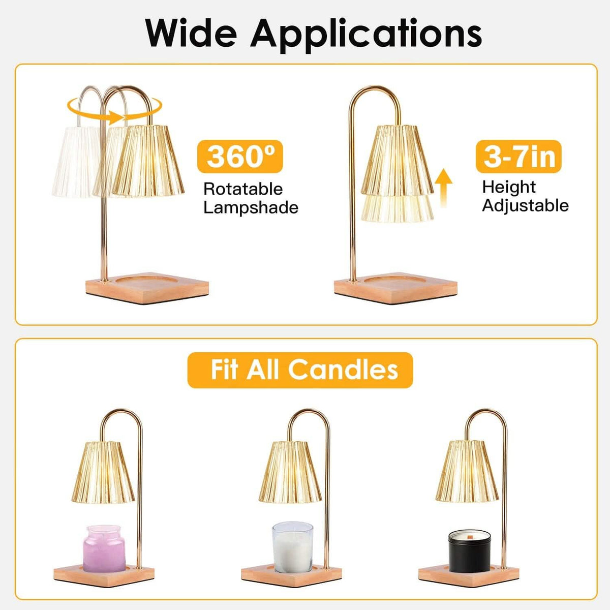 Electric Wax Melt Warmer Lamp Dimmable with 2 GU10 Bulbs 3-7in Adjustable Height 360º Rotatable - A-1 Thread Vault