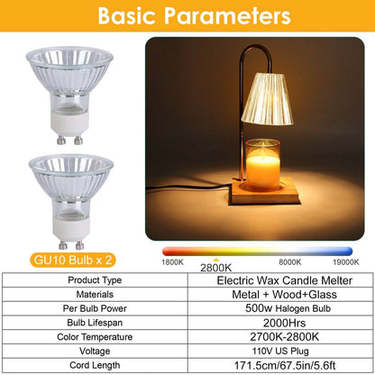 Electric Wax Melt Warmer Lamp Dimmable with 2 GU10 Bulbs 3-7in Adjustable Height 360º Rotatable - A-1 Thread Vault