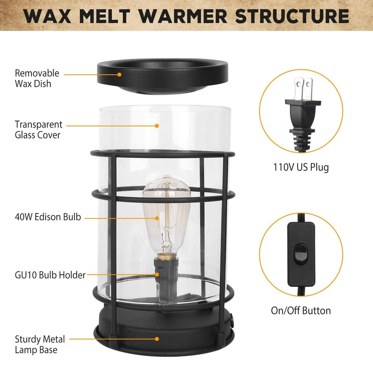 Electric Wax Melt Warmer Vintage Light Bulb - A-1 Thread Vault