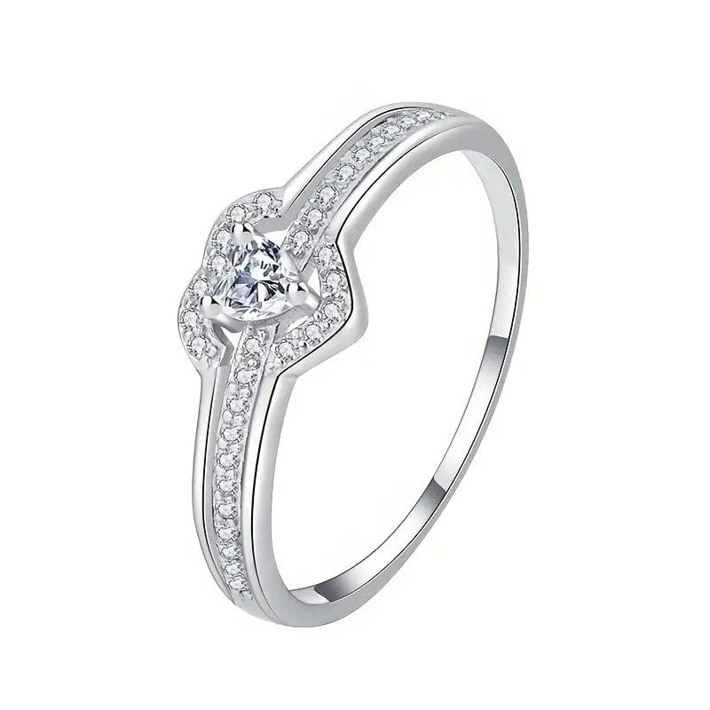 Elegant 925 Sterling Silver Heart Ring with Sparkling Zirconia - A-1 Thread Vault
