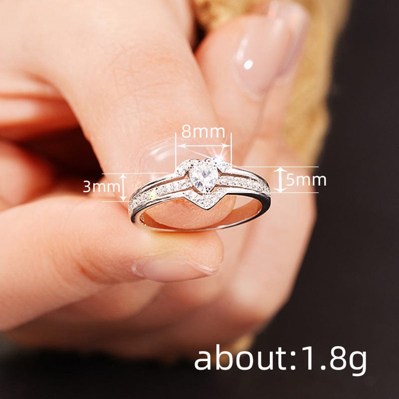 Elegant 925 Sterling Silver Heart Ring with Sparkling Zirconia - A-1 Thread Vault