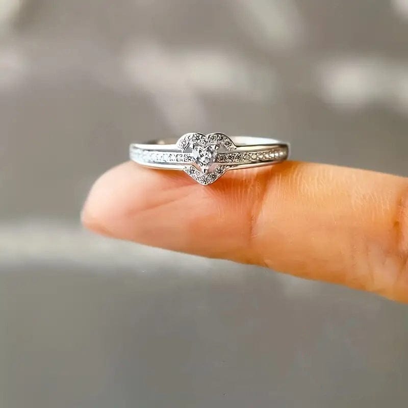 Elegant 925 Sterling Silver Heart Ring with Sparkling Zirconia - A-1 Thread Vault