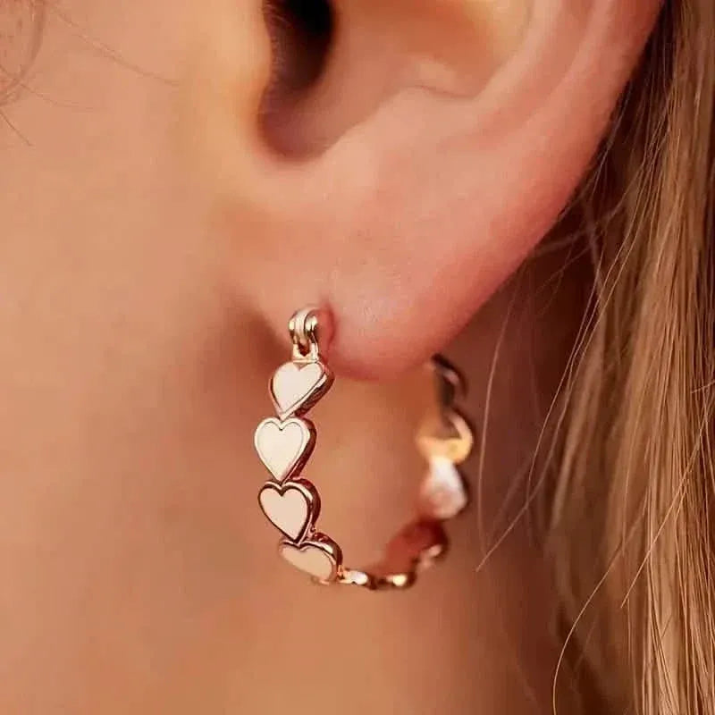 Elegant Boho-Chic Heart Hoop Earrings for Women - Nickel-Free Copper, Perfect for Daily Wear & Parties - A-1 Thread Vault