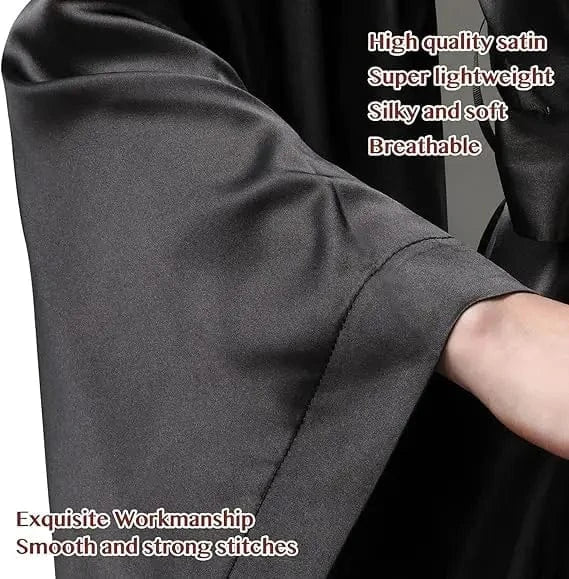 Elegant Floor Long Length Robe Silk Bridal Wedding Dressing Kimono Robe Bridal Party Bride Robe Black Kimono Robe - A-1 Thread Vault