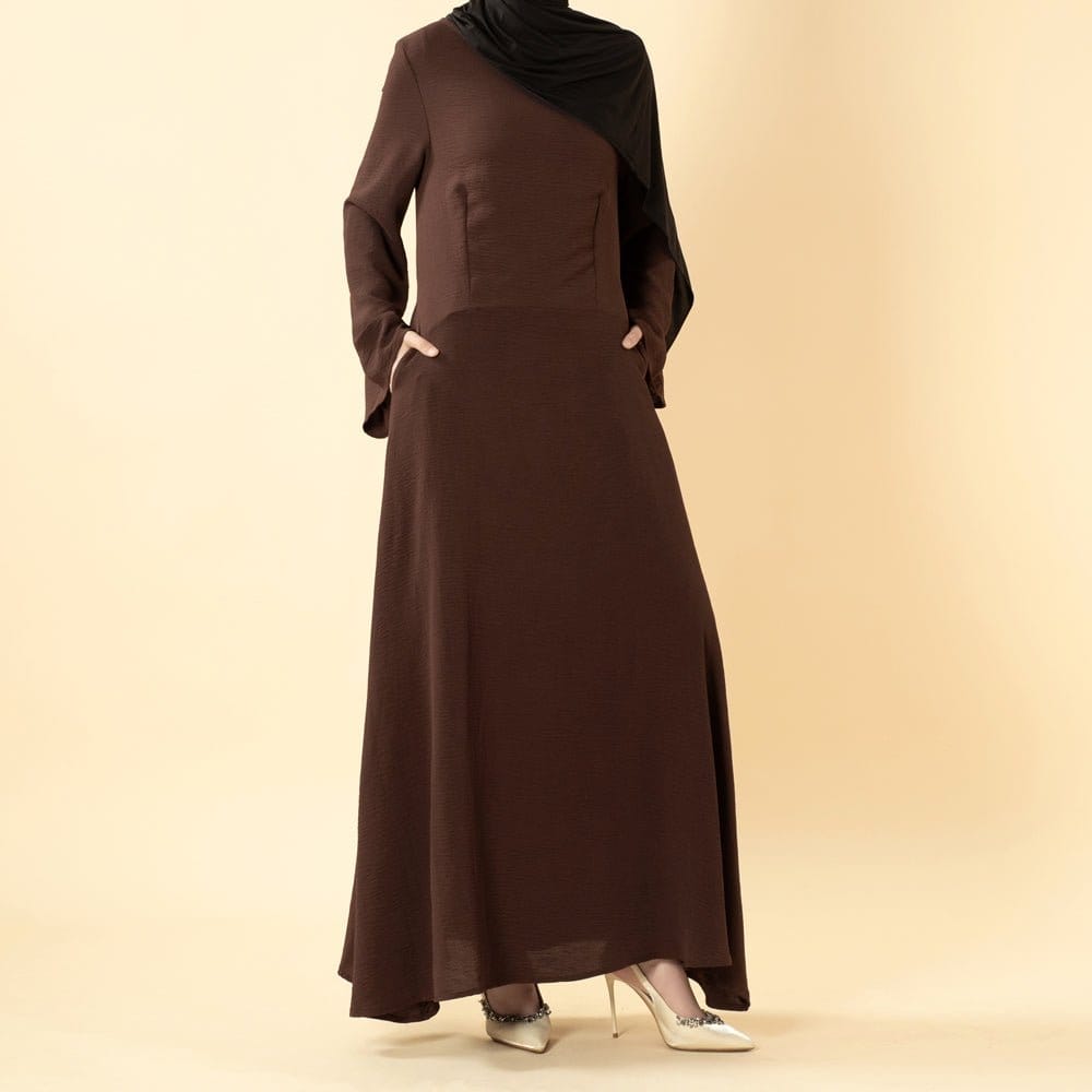 Elegant Flow Crepe Pocket Abaya Dress(MA432) - A-1 Thread Vault