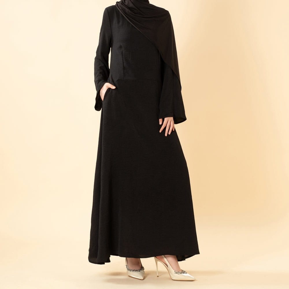 Elegant Flow Crepe Pocket Abaya Dress(MA432) - A-1 Thread Vault