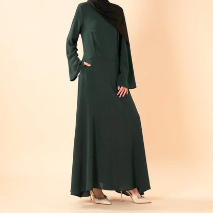 Elegant Flow Crepe Pocket Abaya Dress(MA432) - A-1 Thread Vault