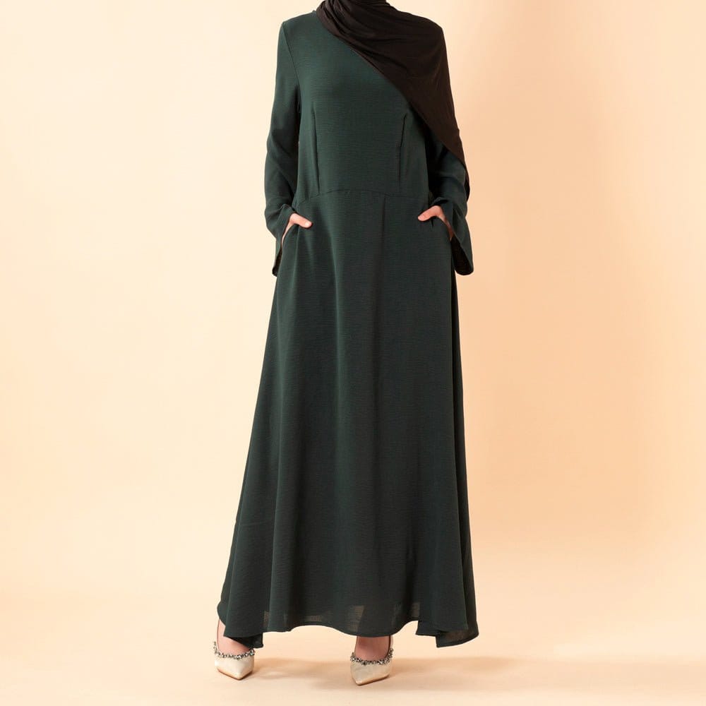 Elegant Flow Crepe Pocket Abaya Dress(MA432) - A-1 Thread Vault