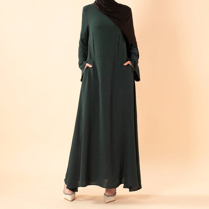 Elegant Flow Crepe Pocket Abaya Dress(MA432) - A-1 Thread Vault