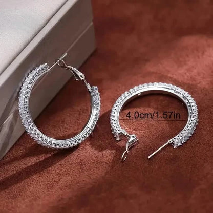 Elegant Full Rectangular Shiny Fit Square Decorative Hoop Earrings - A-1 Thread Vault