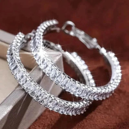 Elegant Full Rectangular Shiny Fit Square Decorative Hoop Earrings - A-1 Thread Vault