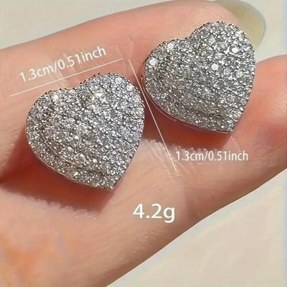 Elegant Heart-Shaped Zirconia Stud Earrings - A-1 Thread Vault