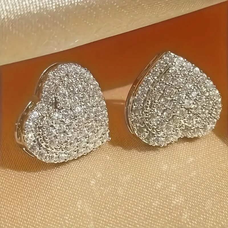 Elegant Heart-Shaped Zirconia Stud Earrings - A-1 Thread Vault