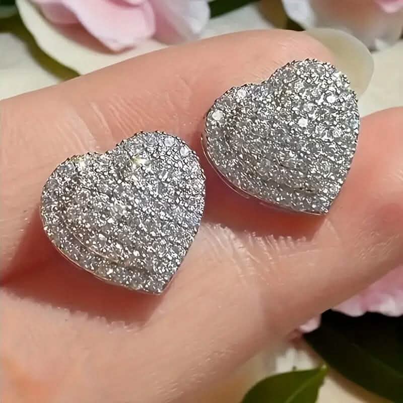 Elegant Heart-Shaped Zirconia Stud Earrings - A-1 Thread Vault
