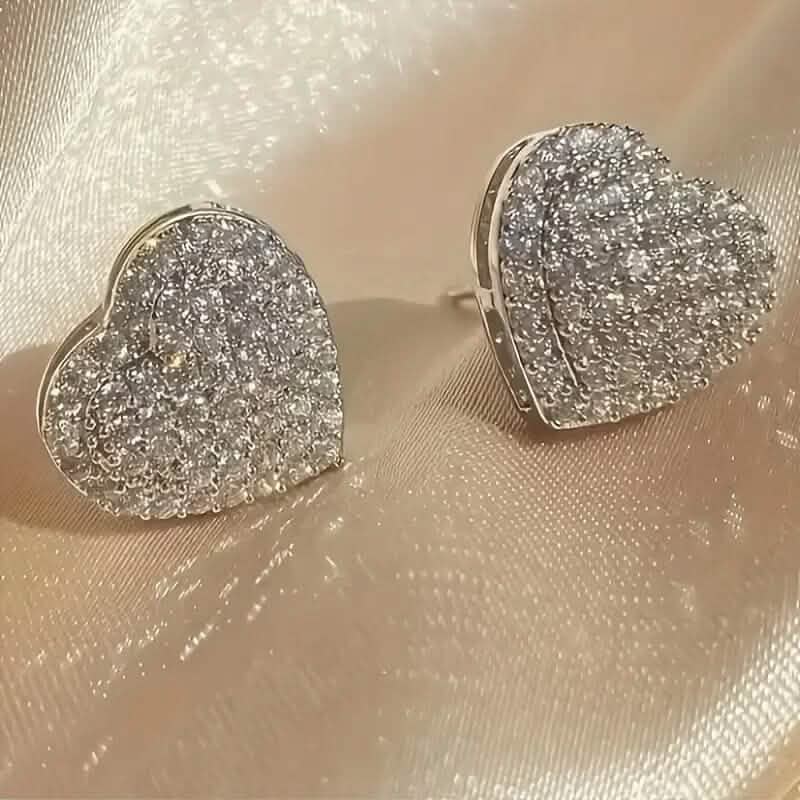 Elegant Heart-Shaped Zirconia Stud Earrings - A-1 Thread Vault