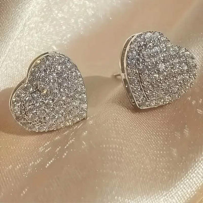 Elegant Heart-Shaped Zirconia Stud Earrings - A-1 Thread Vault