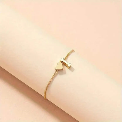 Elegant Love Heart Charm Bracelet - Delicate Minimalist Link Chain - A-1 Thread Vault