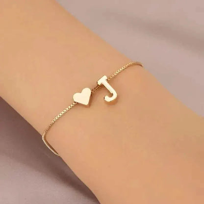 Elegant Love Heart Charm Bracelet - Delicate Minimalist Link Chain - A-1 Thread Vault