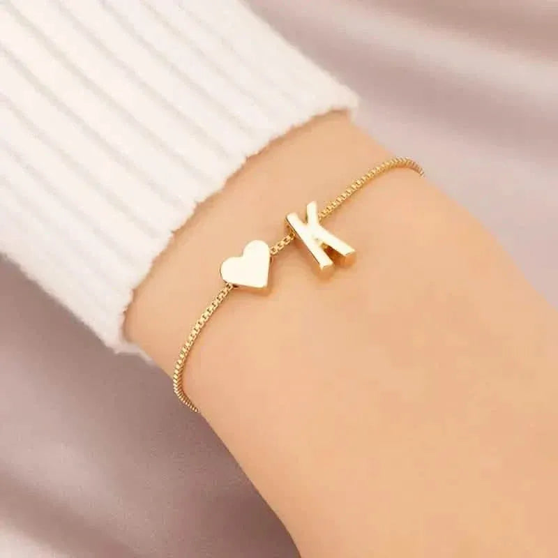 Elegant Love Heart Charm Bracelet - Delicate Minimalist Link Chain - A-1 Thread Vault