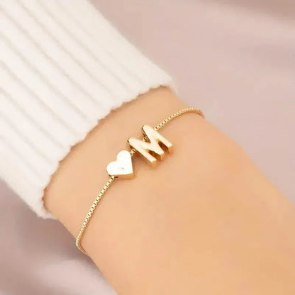 Elegant Love Heart Charm Bracelet - Delicate Minimalist Link Chain - A-1 Thread Vault
