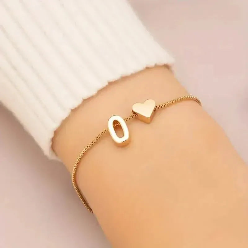 Elegant Love Heart Charm Bracelet - Delicate Minimalist Link Chain - A-1 Thread Vault