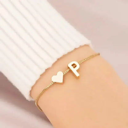 Elegant Love Heart Charm Bracelet - Delicate Minimalist Link Chain - A-1 Thread Vault