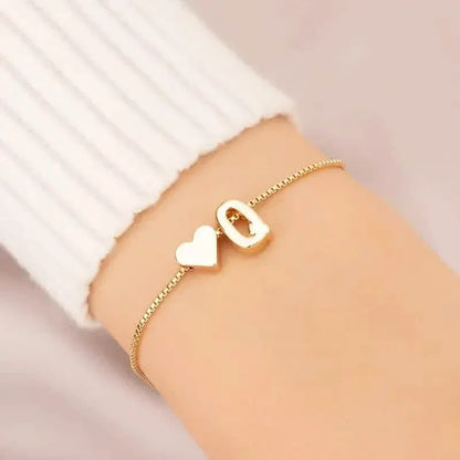 Elegant Love Heart Charm Bracelet - Delicate Minimalist Link Chain - A-1 Thread Vault