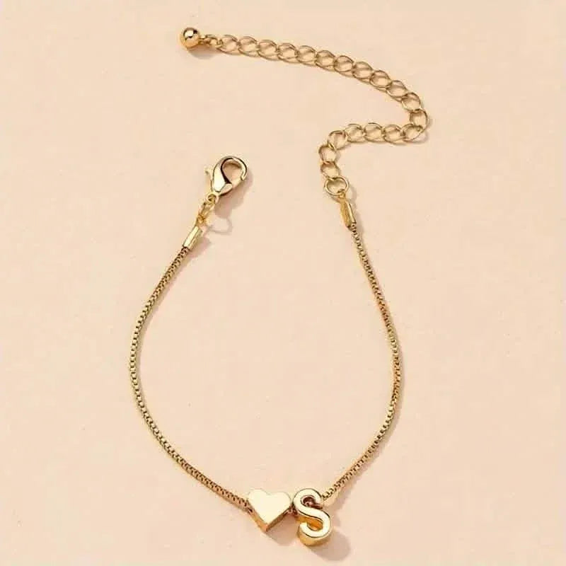 Elegant Love Heart Charm Bracelet - Delicate Minimalist Link Chain - A-1 Thread Vault